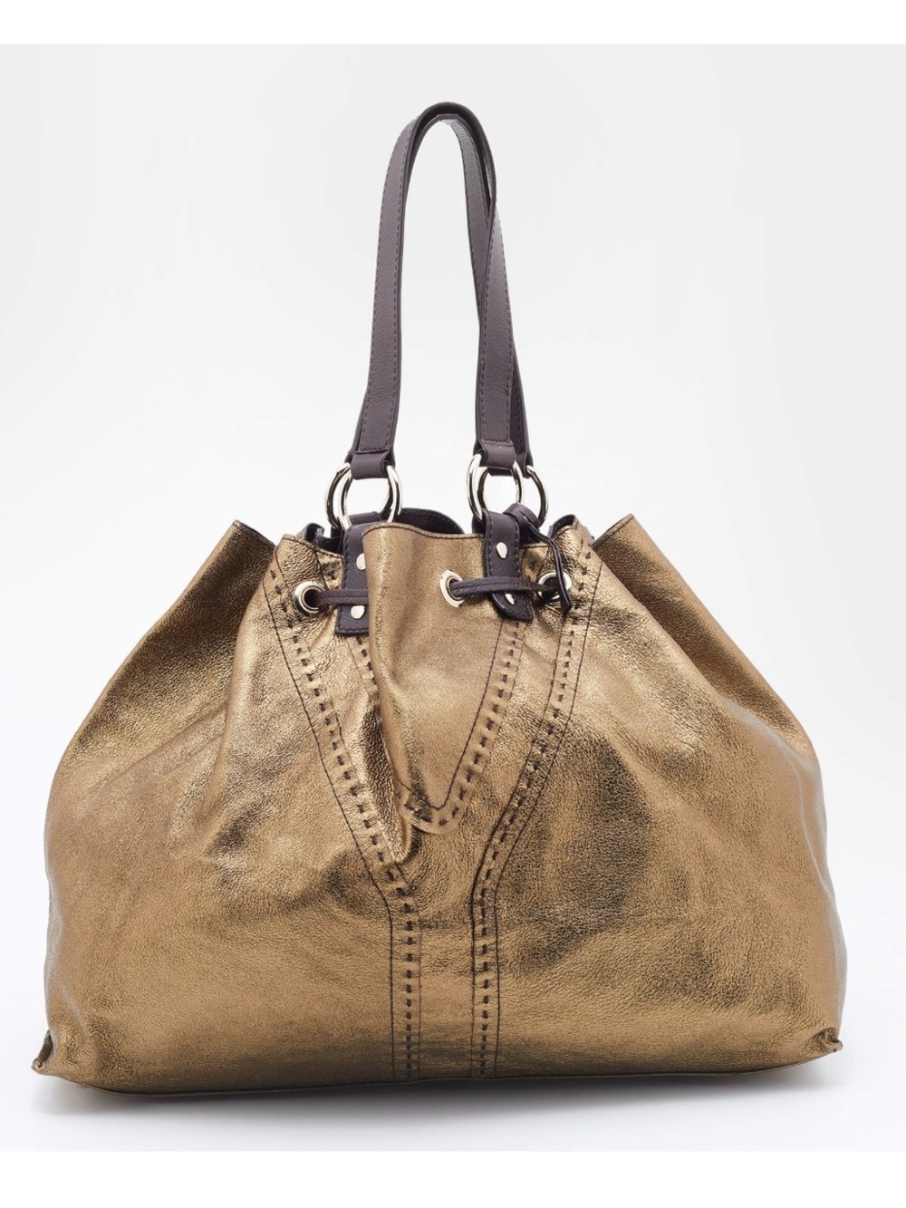 Yves Saint Laurent calf skin reversible, double sac Y tote. Bronze and Chocolate - Picture 1 of 14